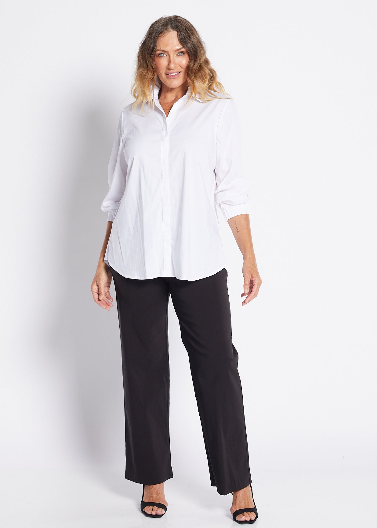 Natalie City stretch cotton shirt in white