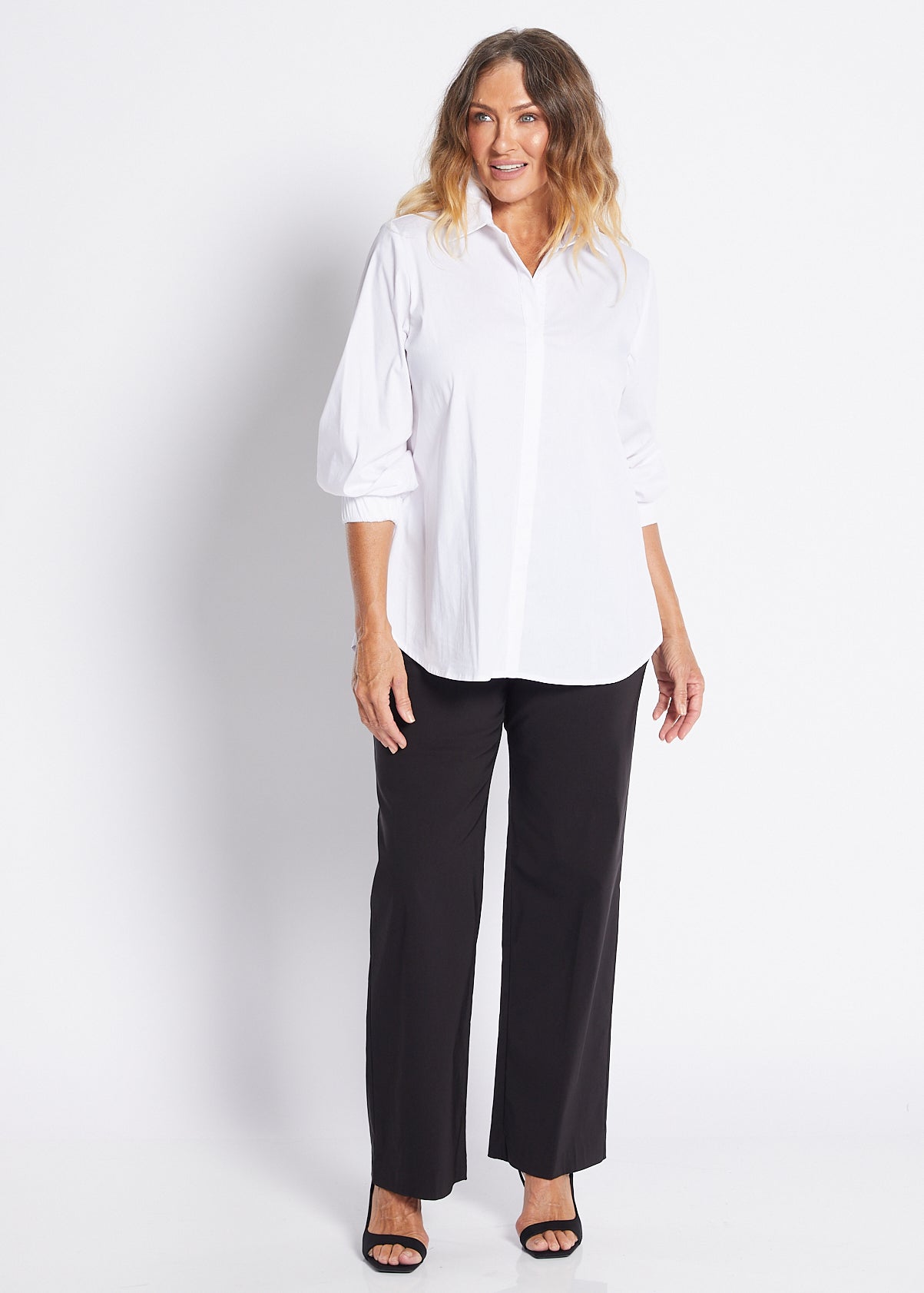Natalie City stretch cotton shirt in white