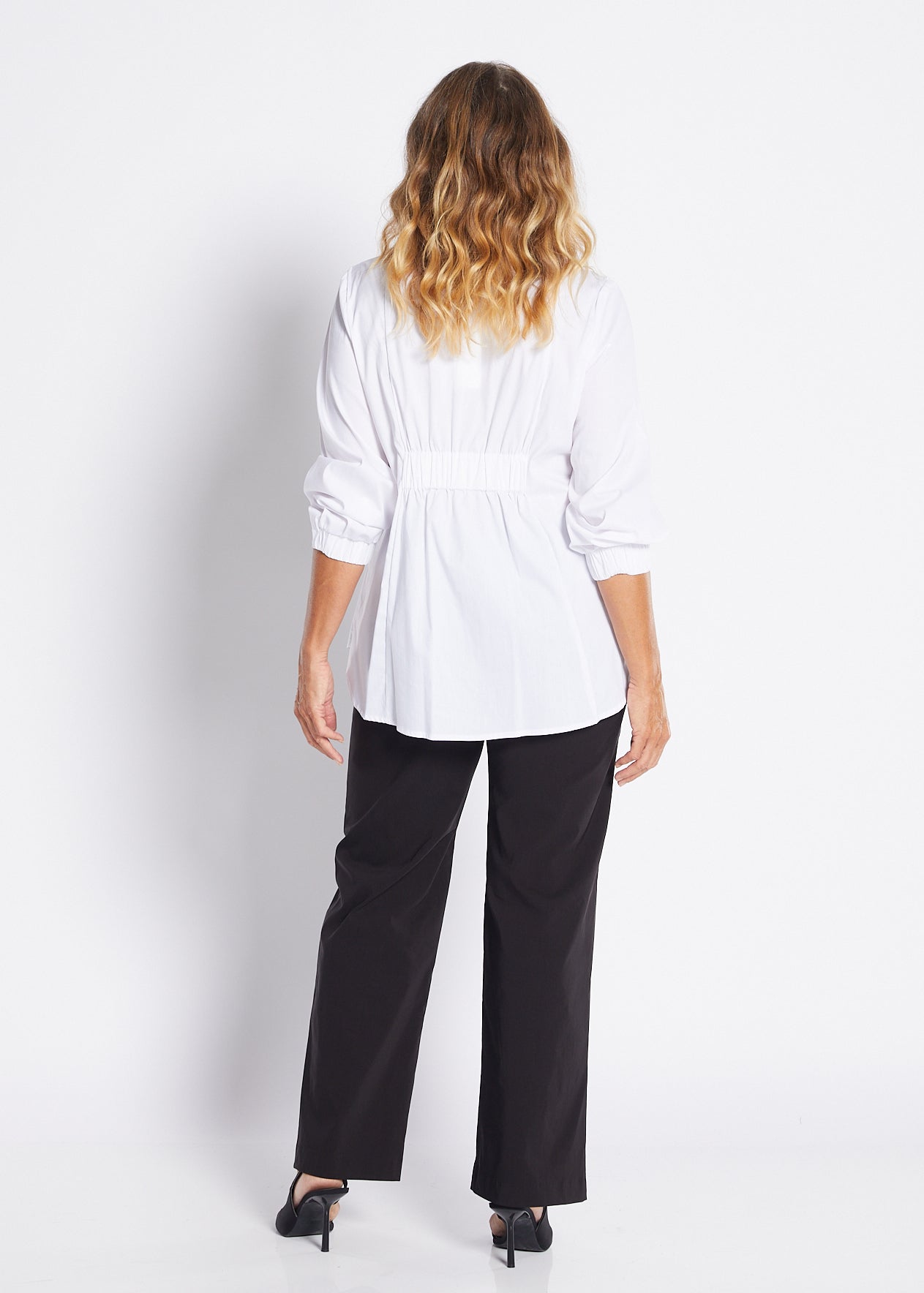 Natalie City stretch cotton shirt in white