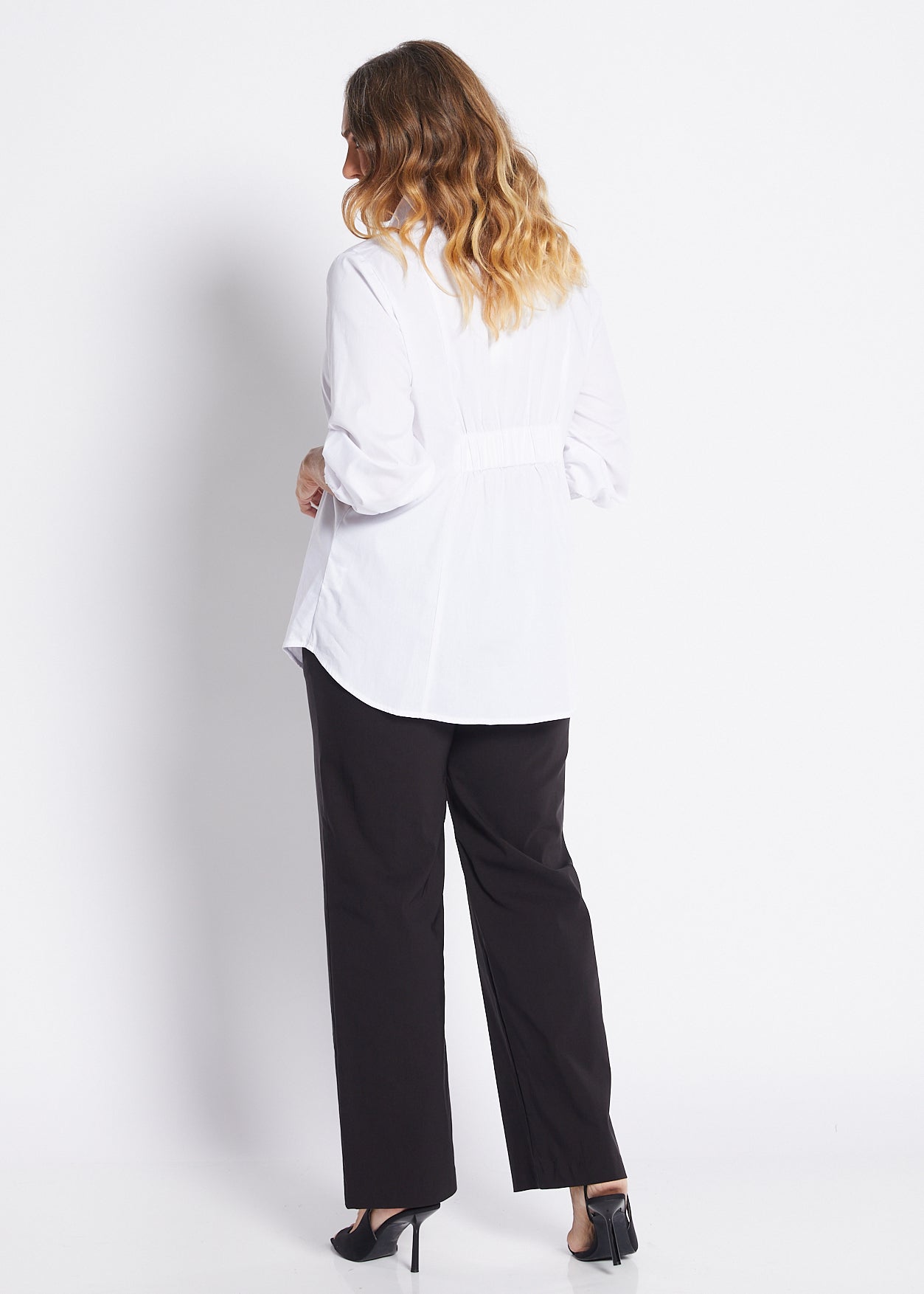 Natalie City stretch cotton shirt in white