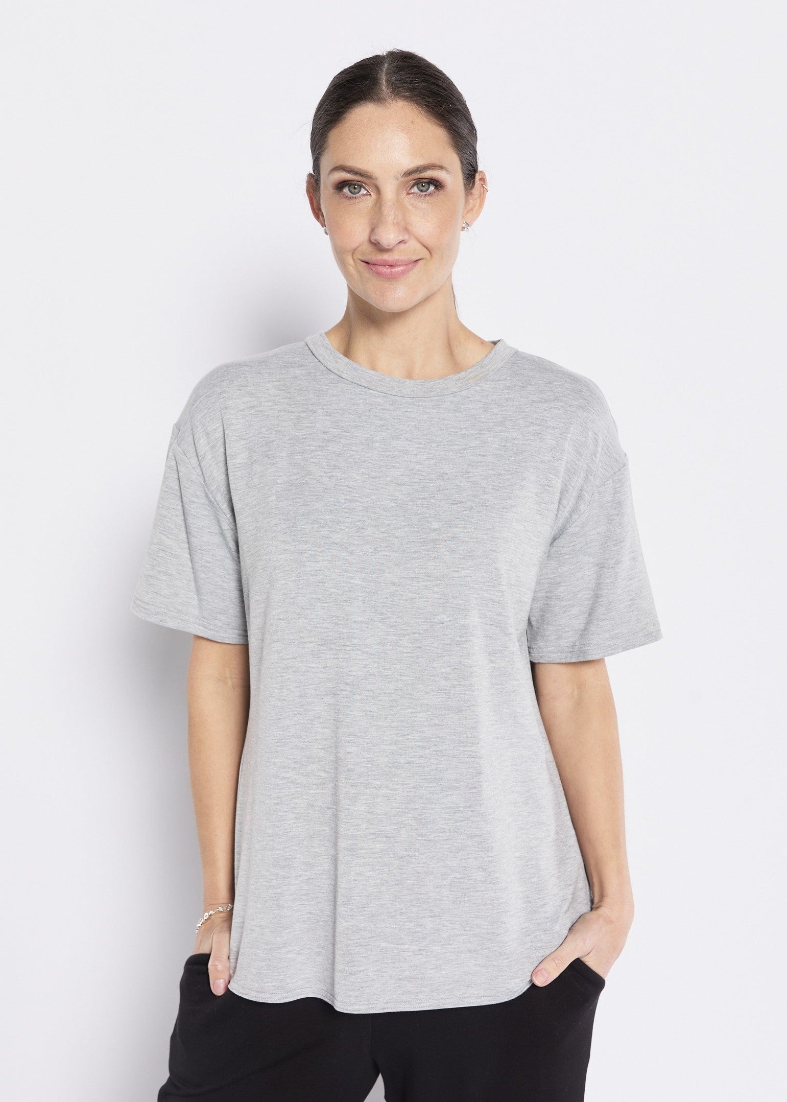 Viscose Jersey Crew Tee in Grey