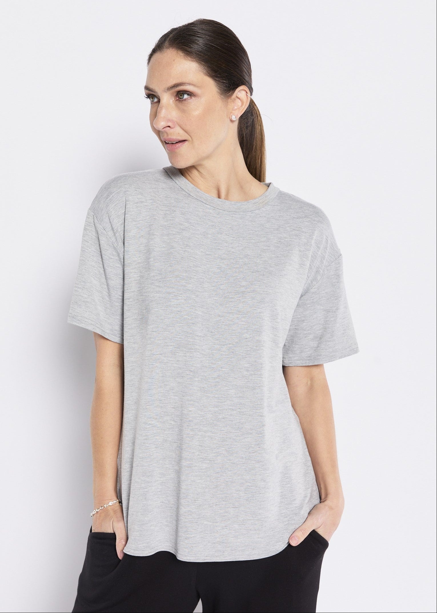Viscose Jersey Crew Tee in Grey