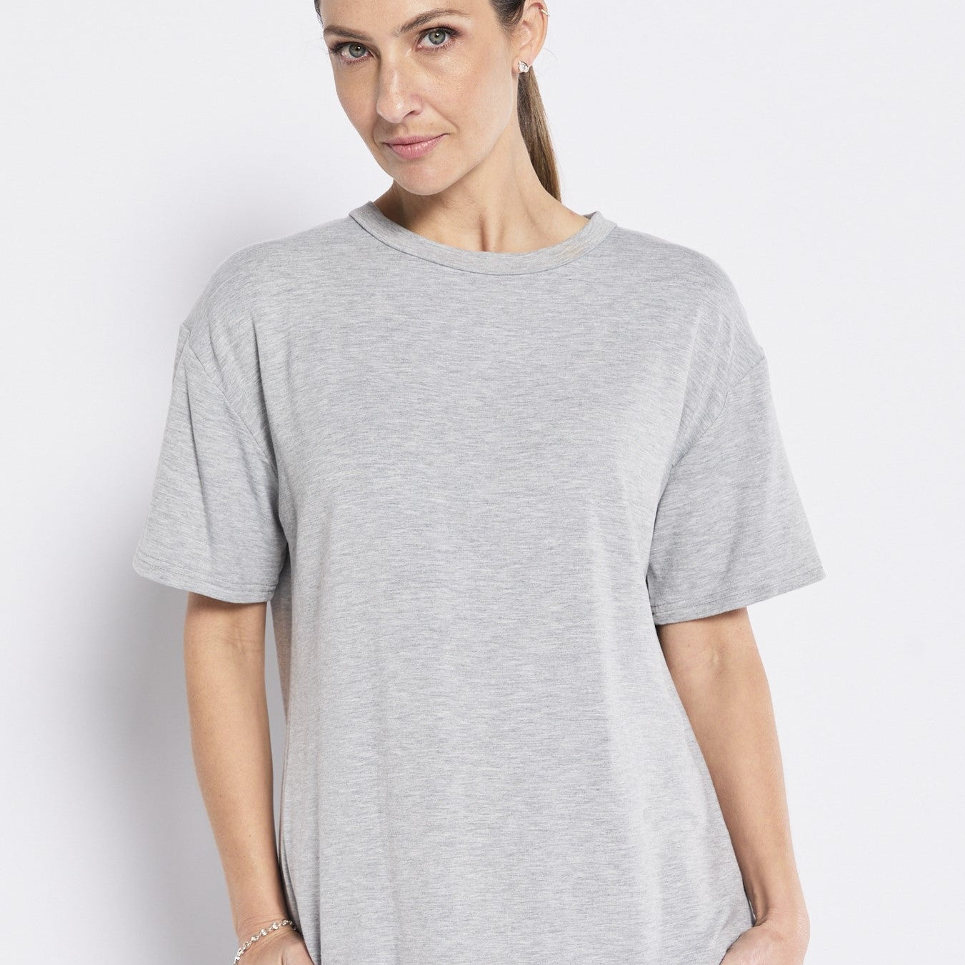 Viscose Jersey Crew Tee in Grey
