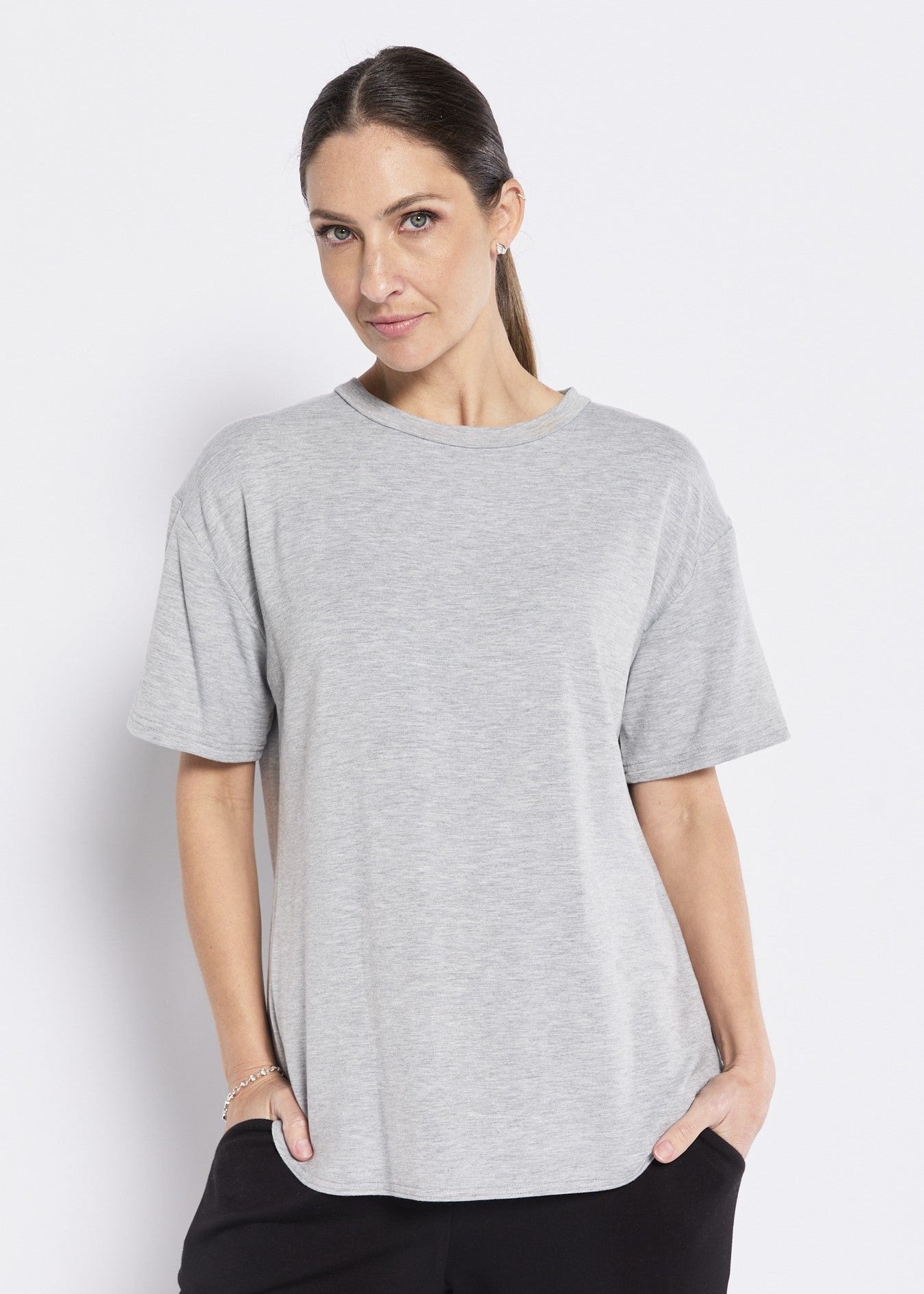 Viscose Jersey Crew Tee in Grey