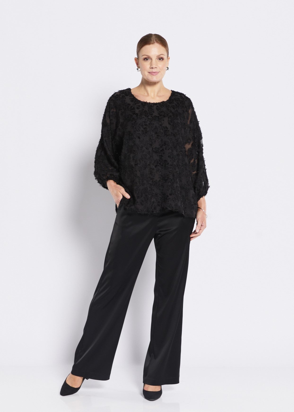 Chiffon Blouse with Jersey lining in Black