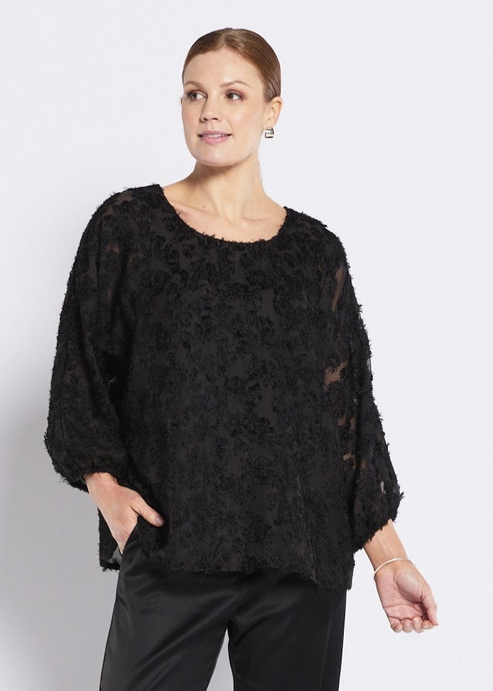 Chiffon Blouse with Jersey lining in Black