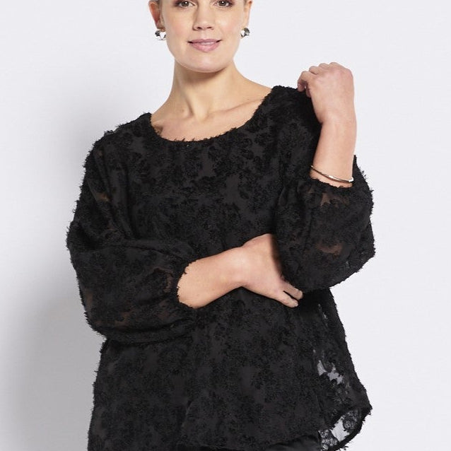 Chiffon Blouse with Jersey lining in Black
