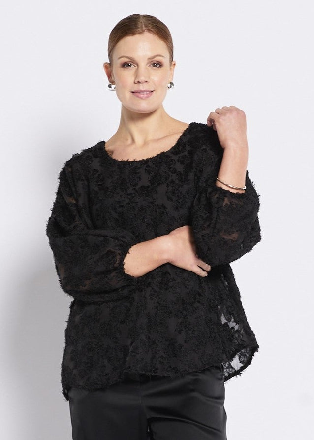 Chiffon Blouse with Jersey lining in Black