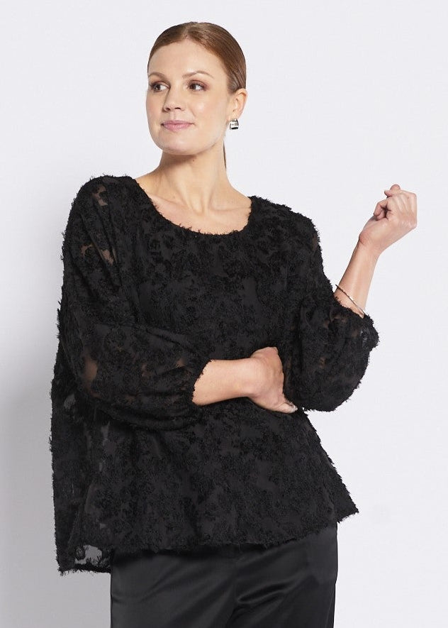 Chiffon Blouse with Jersey lining in Black