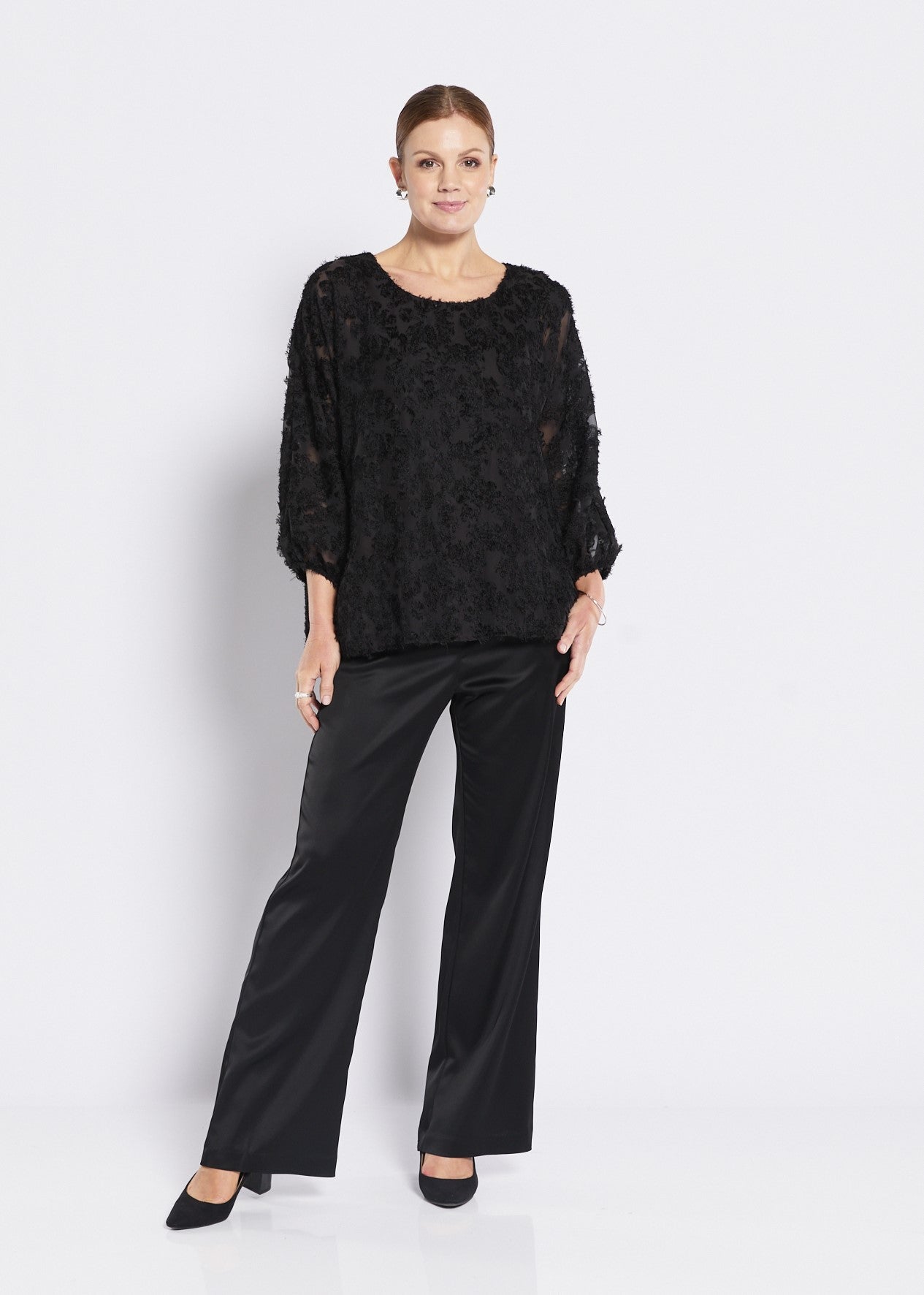 Chiffon Blouse with Jersey lining in Black
