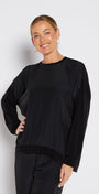 Carriage Foundation & Lustre spliced long sleeve top in black, slow fashion made in Australia by Philosophy Australia