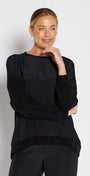 Carriage Foundation & Lustre spliced long sleeve top in black, slow fashion made in Australia by Philosophy Australia