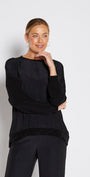 Carriage Foundation & Lustre spliced long sleeve top in black, slow fashion made in Australia by Philosophy Australia