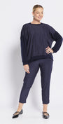 Carriage Foundation & Lustre spliced long sleeve top in navy, slow fashion made in Australia by Philosophy Australia