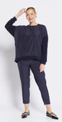 Carriage Foundation & Lustre spliced long sleeve top in navy, slow fashion made in Australia by Philosophy Australia