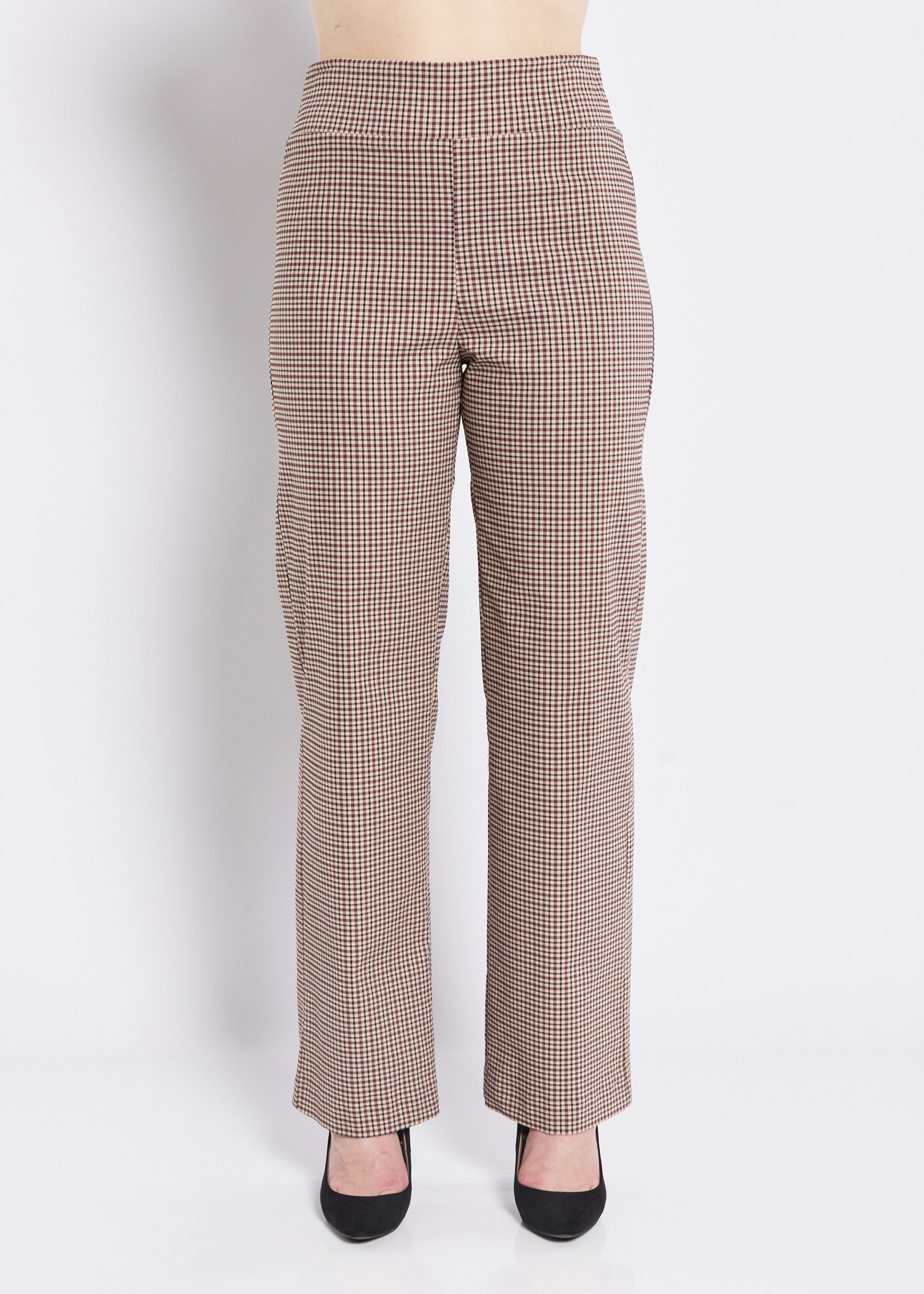 Major check Bengaline wide leg pant in Toffee micro check