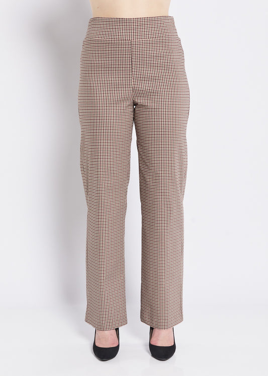 Major check Bengaline wide leg pant in Toffee micro check