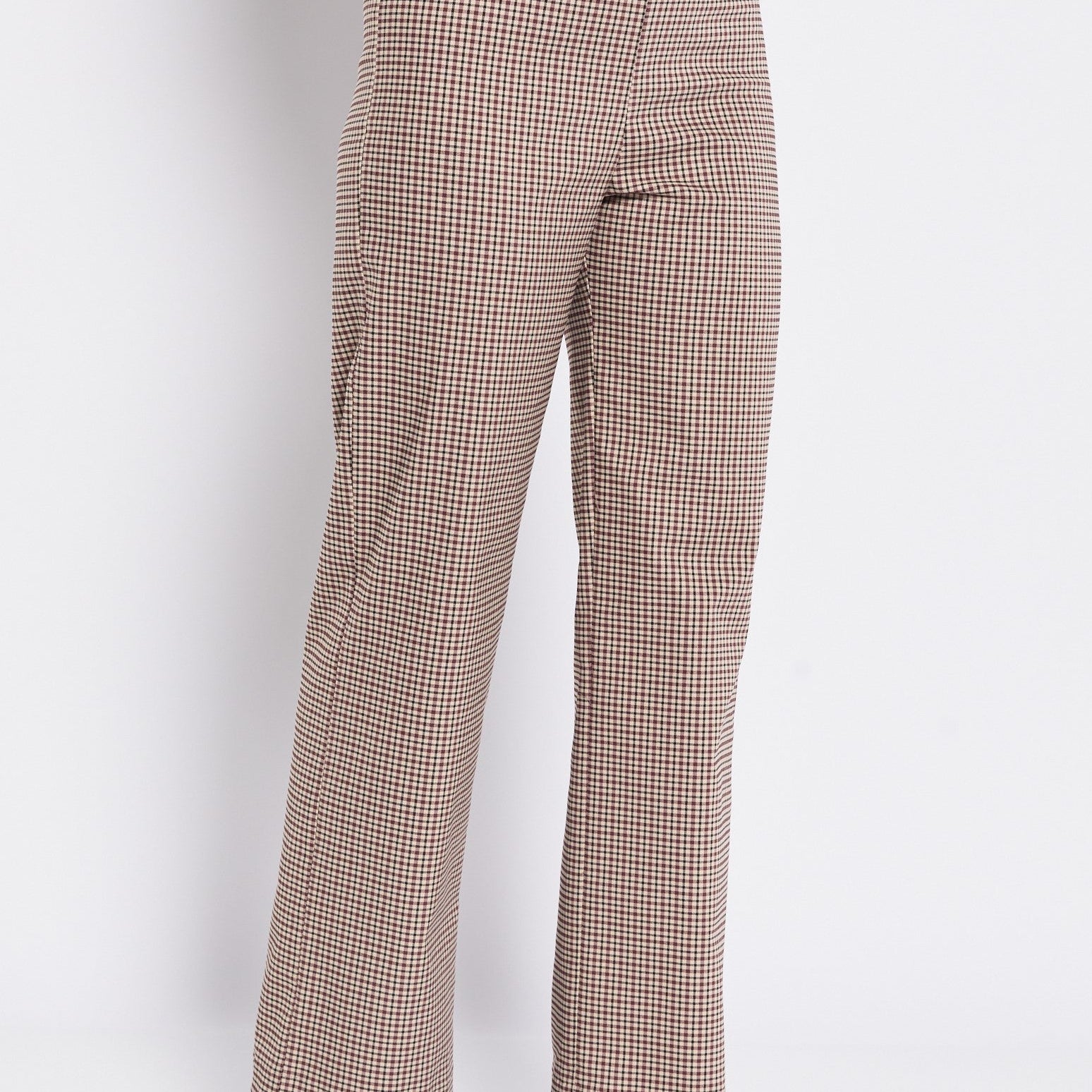 Bengaline Stretch Wide Leg Pant in Warm Brown Micro Check