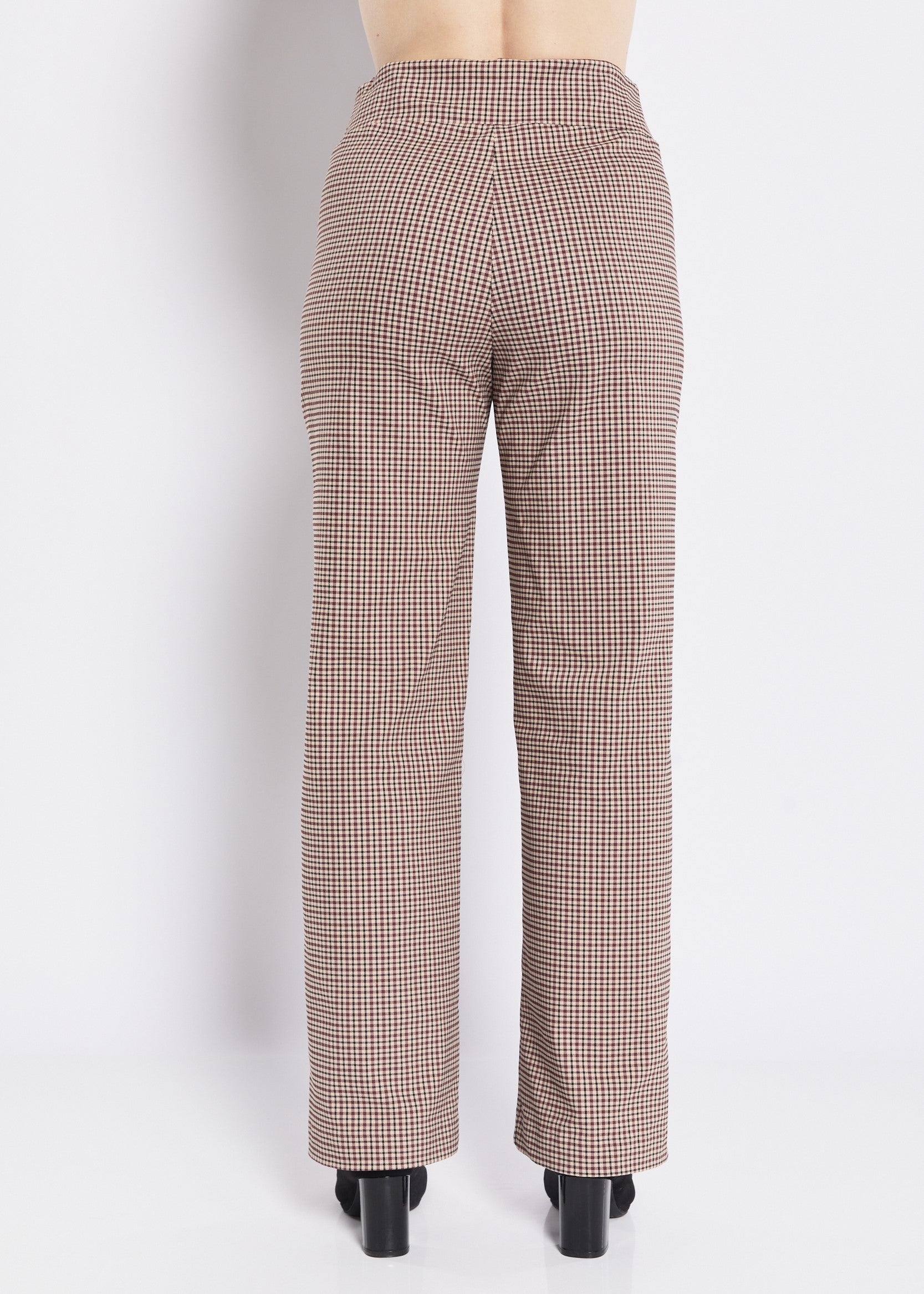 Major check Bengaline wide leg pant in Toffee micro check