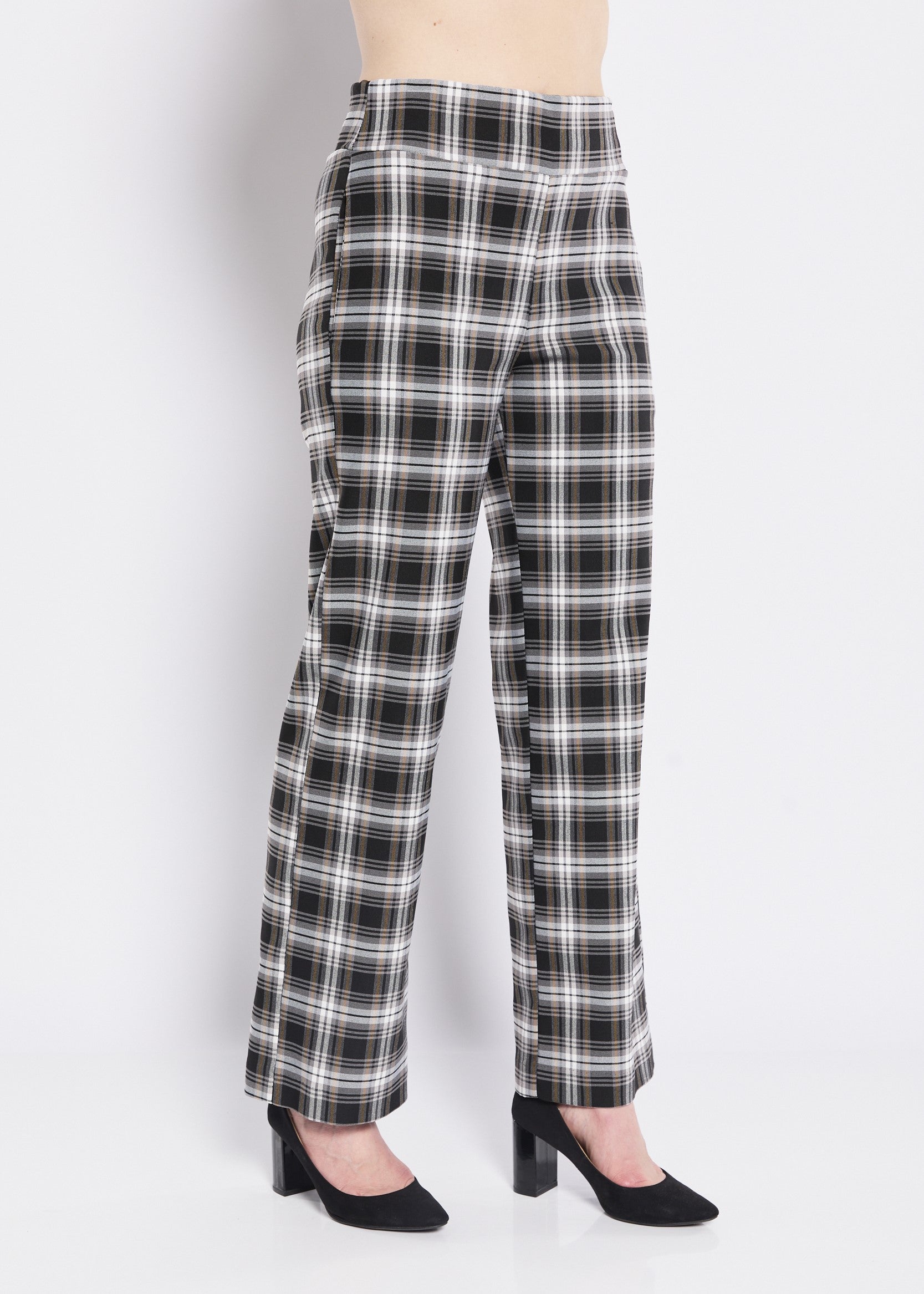 Evie check Bengaline wide leg pants in Monty check