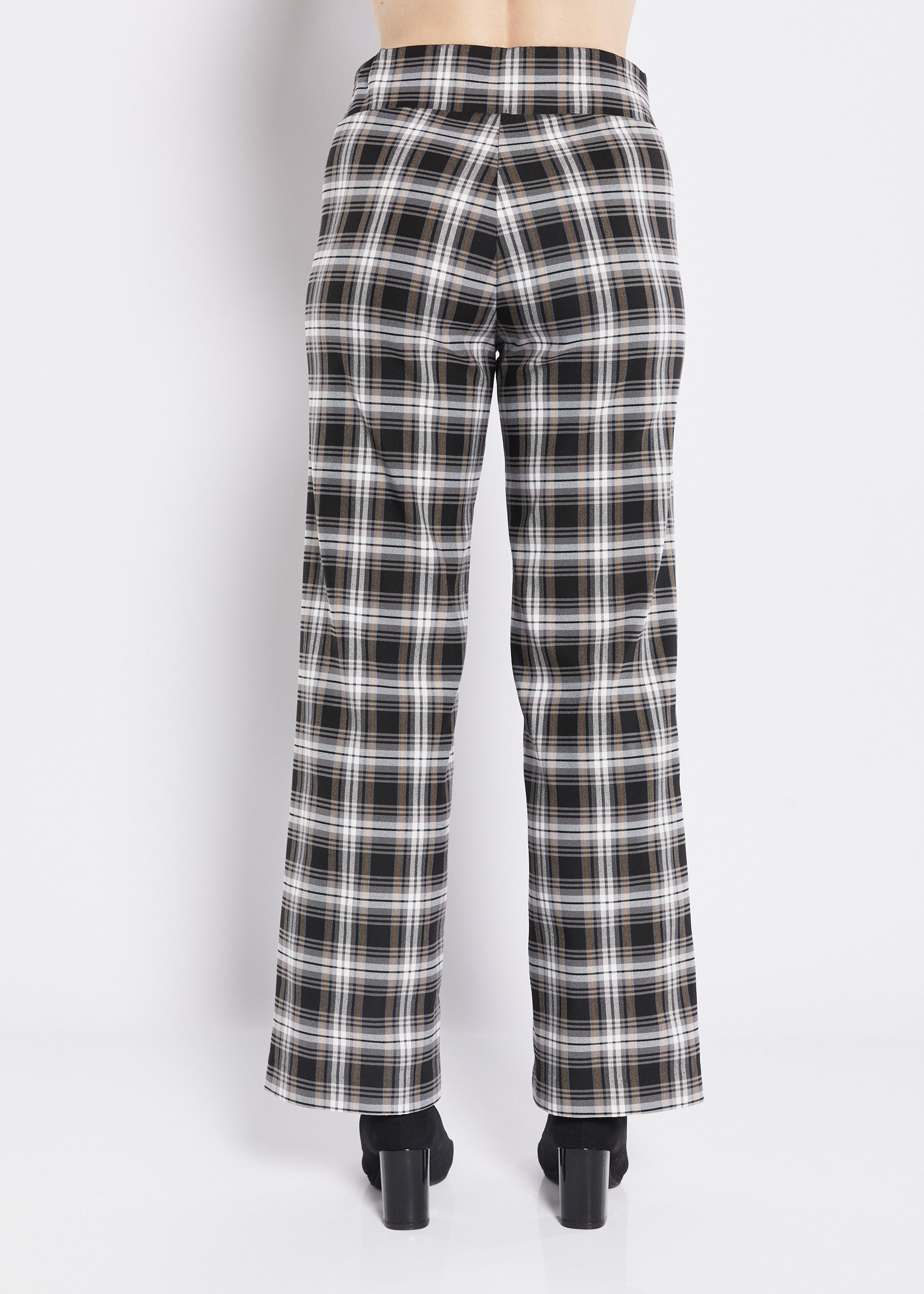 Evie check Bengaline wide leg pants in Monty check