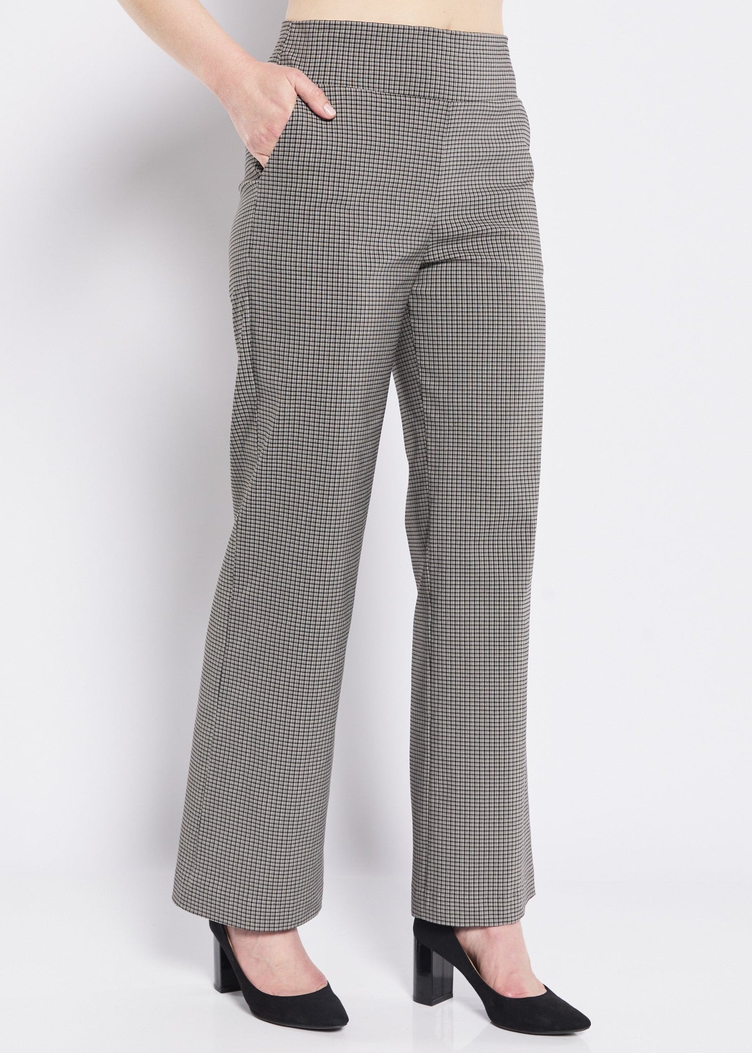 Russo check Bengaline wide leg pants in Tash micro check