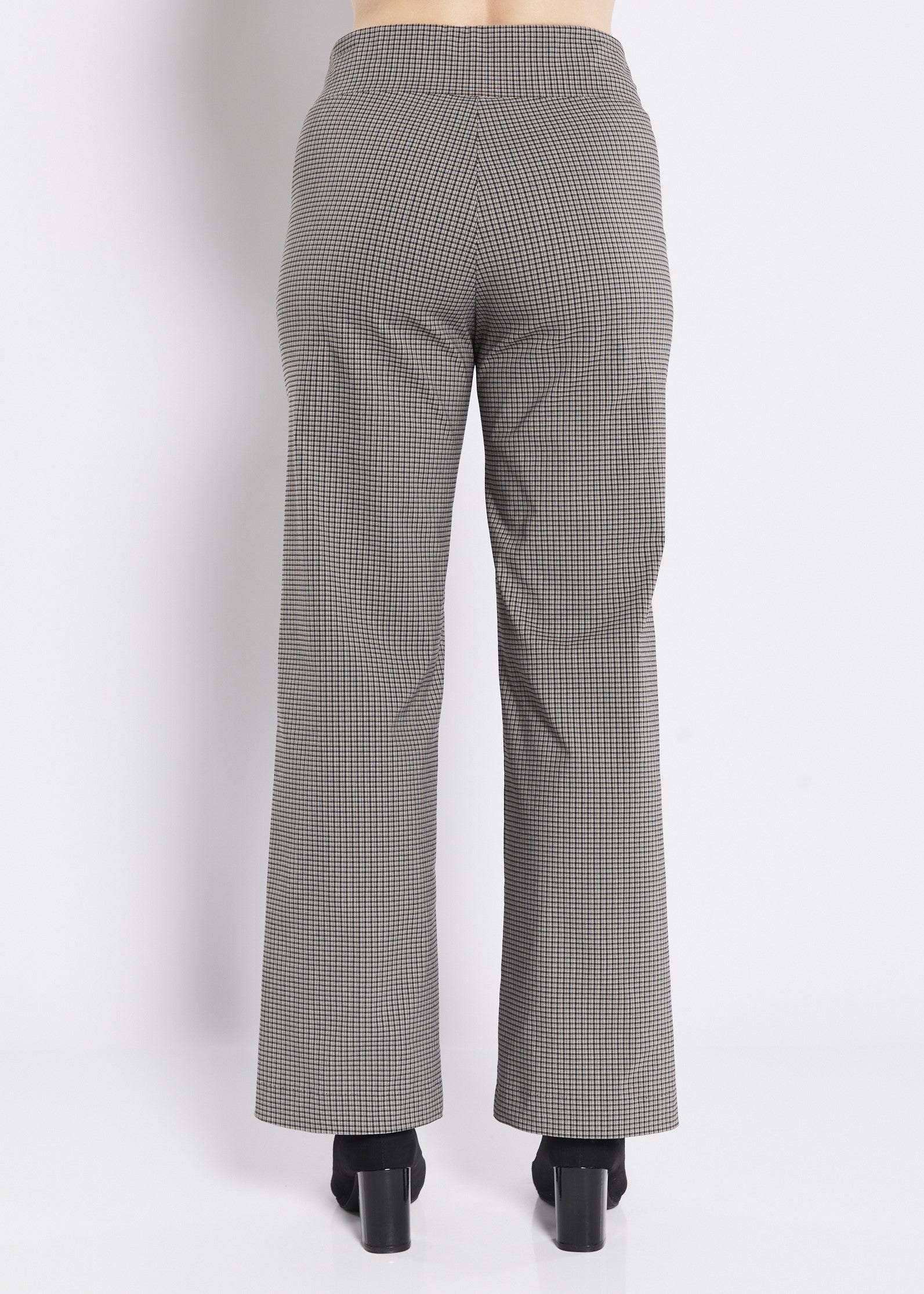 Russo check Bengaline wide leg pants in Tash micro check