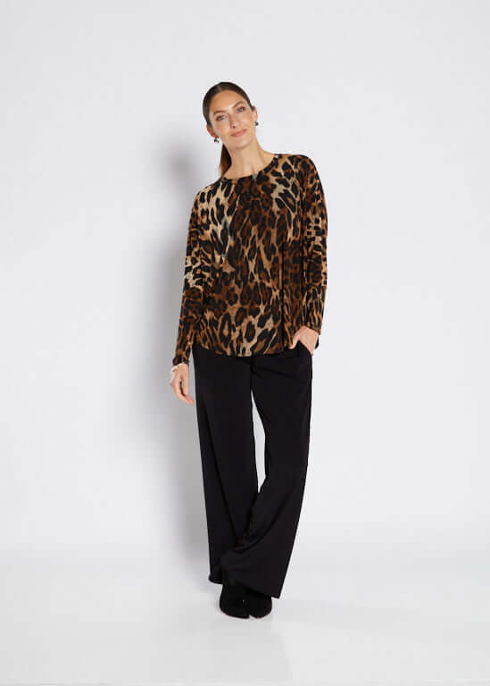 Philosophy Australia Cherie jersey relaxed tunic in Soprano animal print, made in Australia