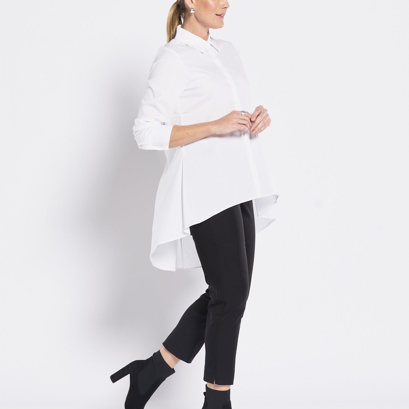 Cotton Hi Lo Shirt in White