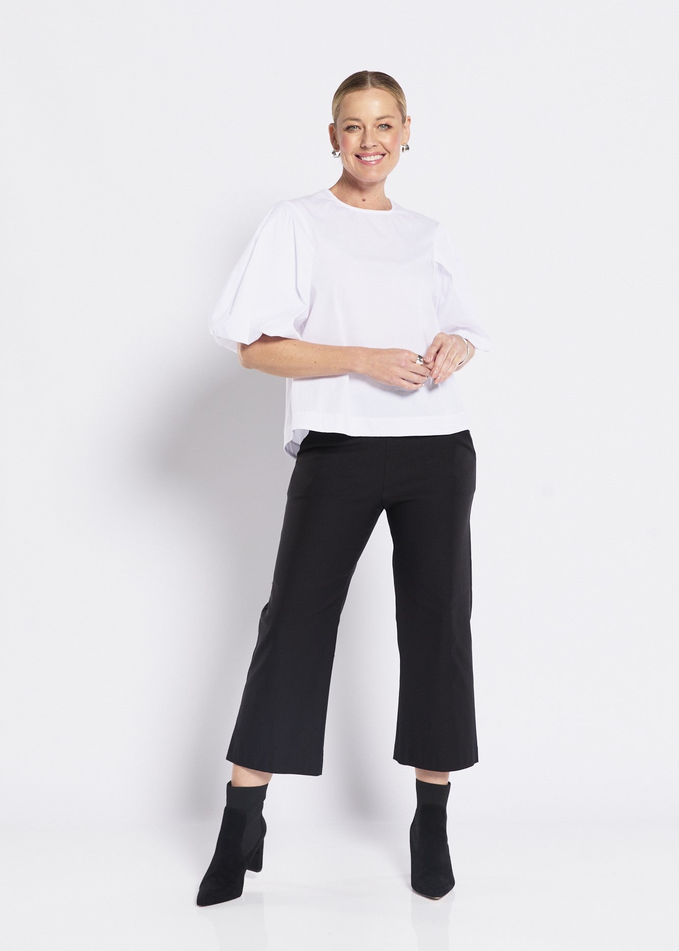 White Cotton Puff Sleeve Top