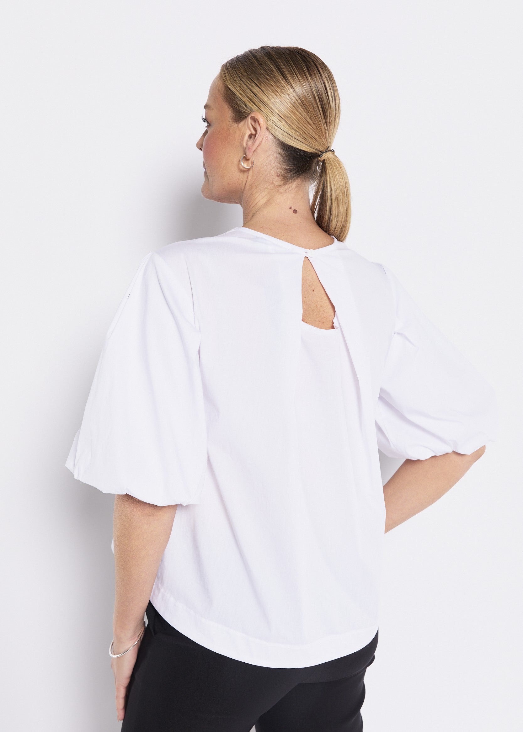 White Cotton Puff Sleeve Top
