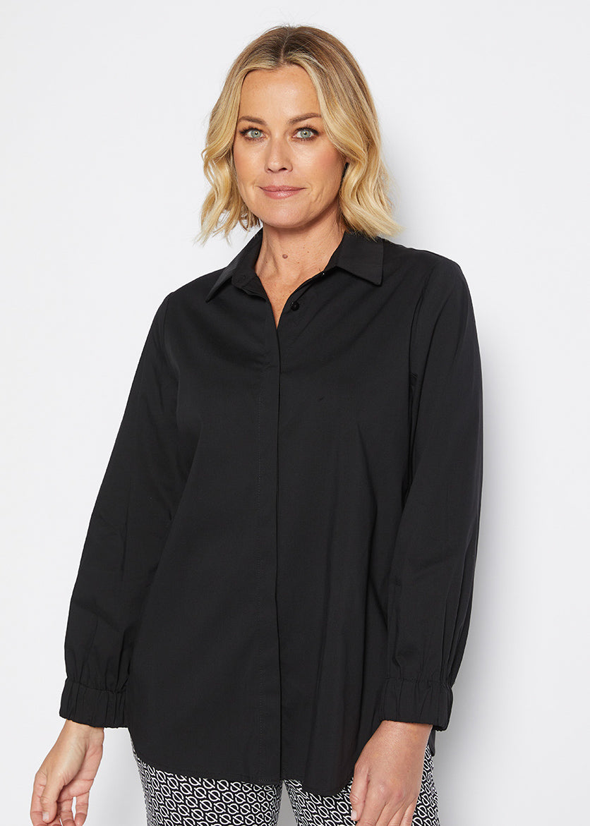 Natalie Cotton Shirt in Black
