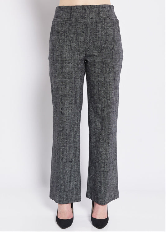 Mallow printed Bengaline wide leg pocket pant in crosshatch black