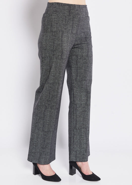 Mallow printed Bengaline wide leg pocket pant in crosshatch black
