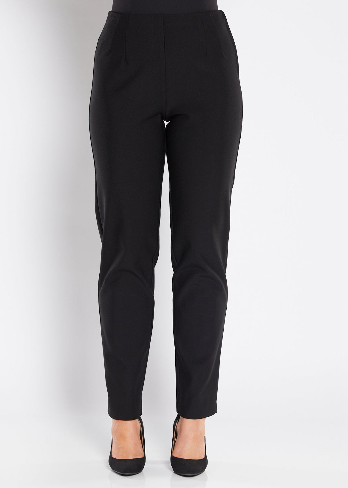 Wall micro rib Ponte pant in black