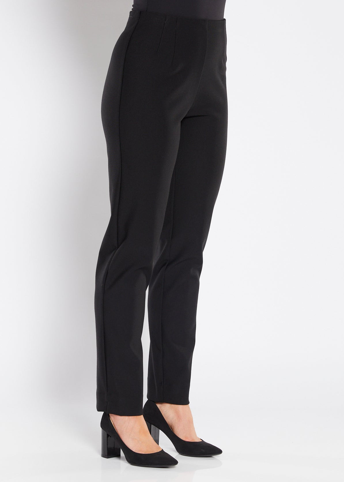 Wall micro rib Ponte pant in black