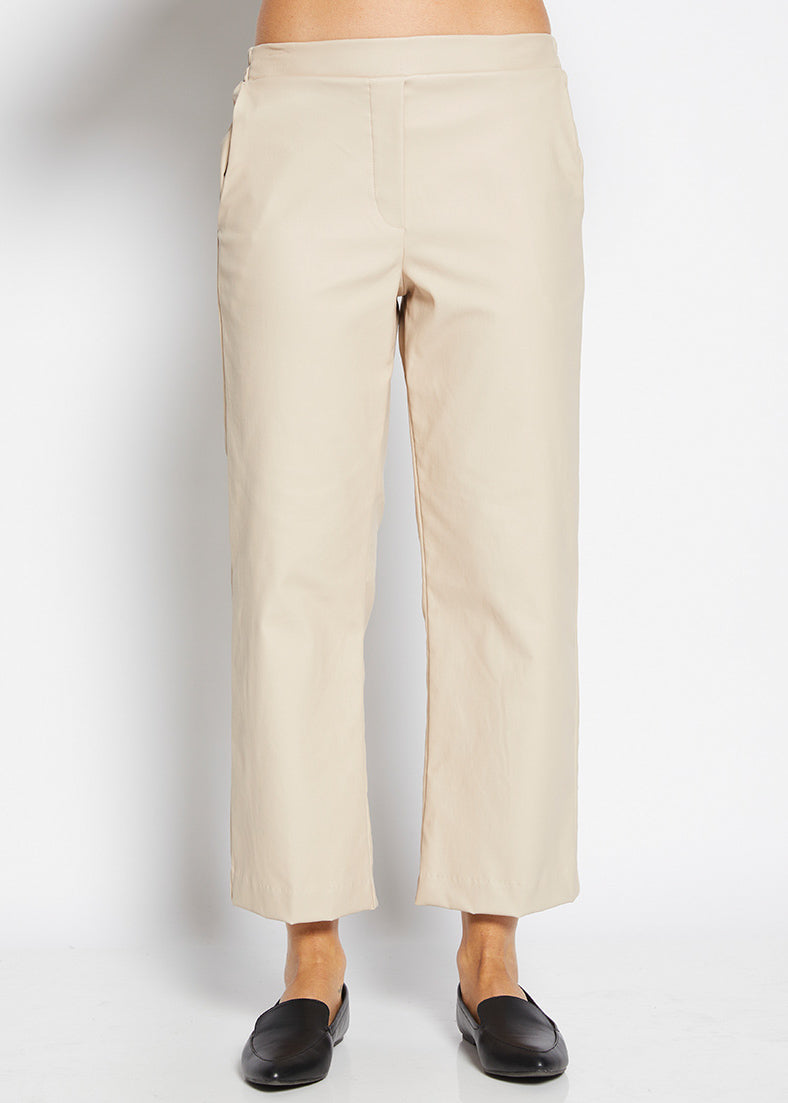 Stride coated Bengaline culotte pant in Beige