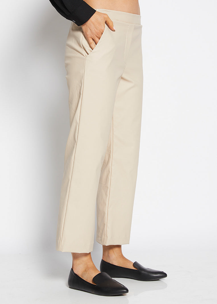Stride coated Bengaline culotte pant in Beige
