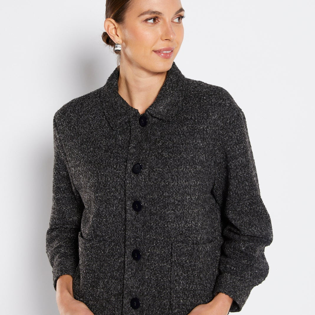 Knitted Boucle Jacket in Grey