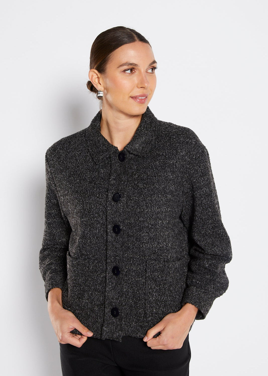 Knitted Boucle Jacket in Grey