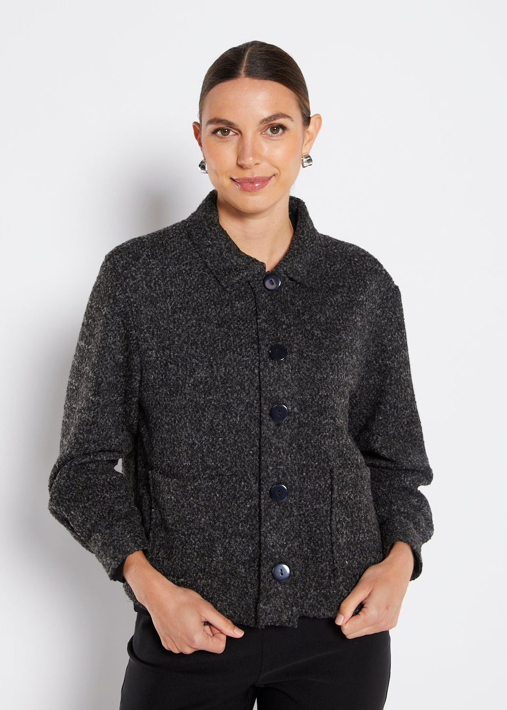 Knitted Boucle Jacket in Grey