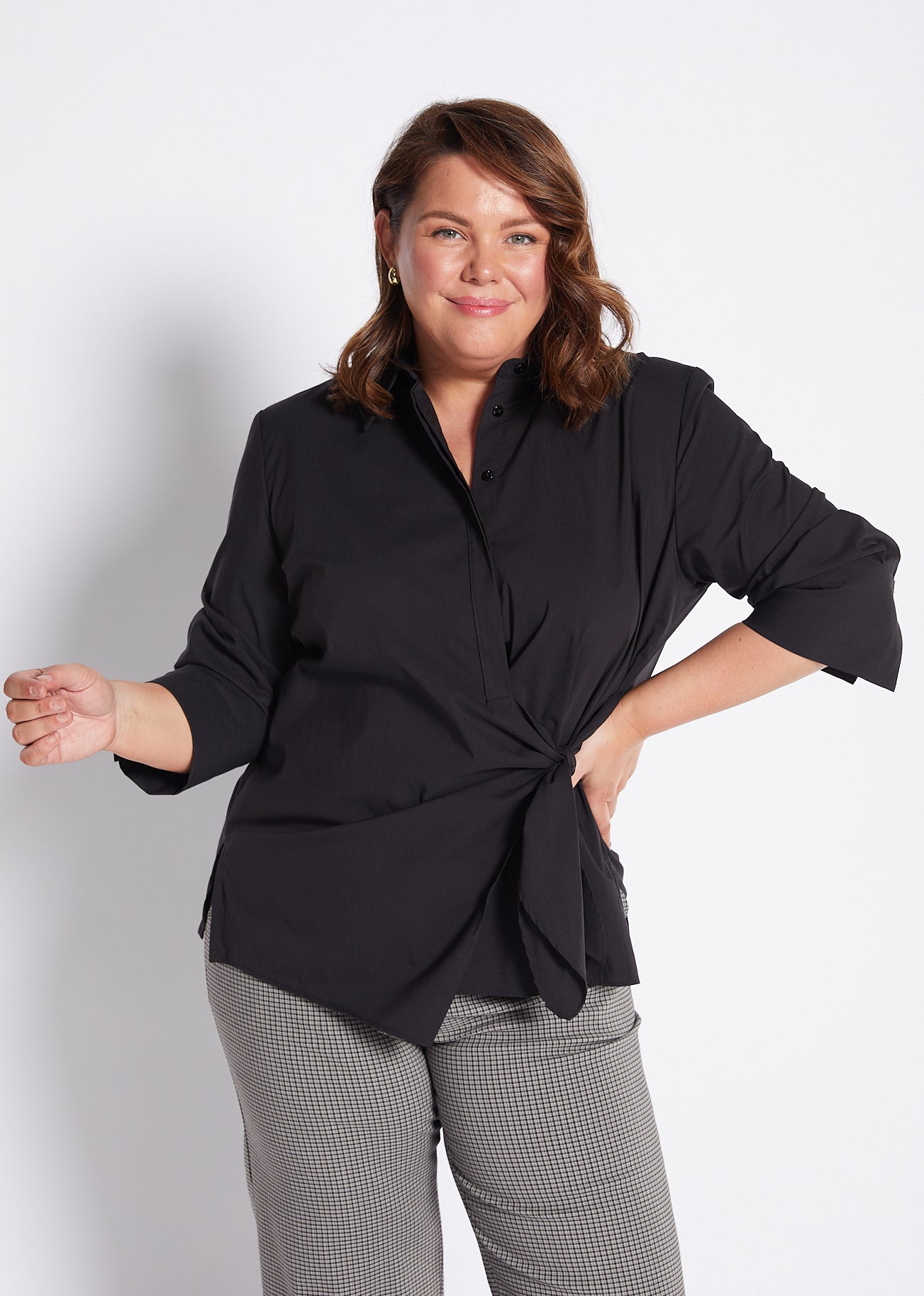 Decible City stretch cotton shirt in black