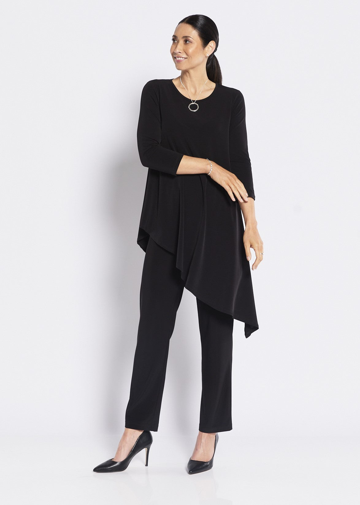 Pippet Foundation slinky jersey asymmetric tunic in black