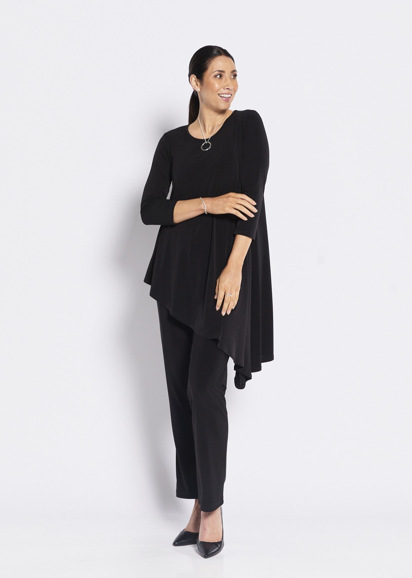 Pippet Foundation slinky jersey asymmetric tunic in black