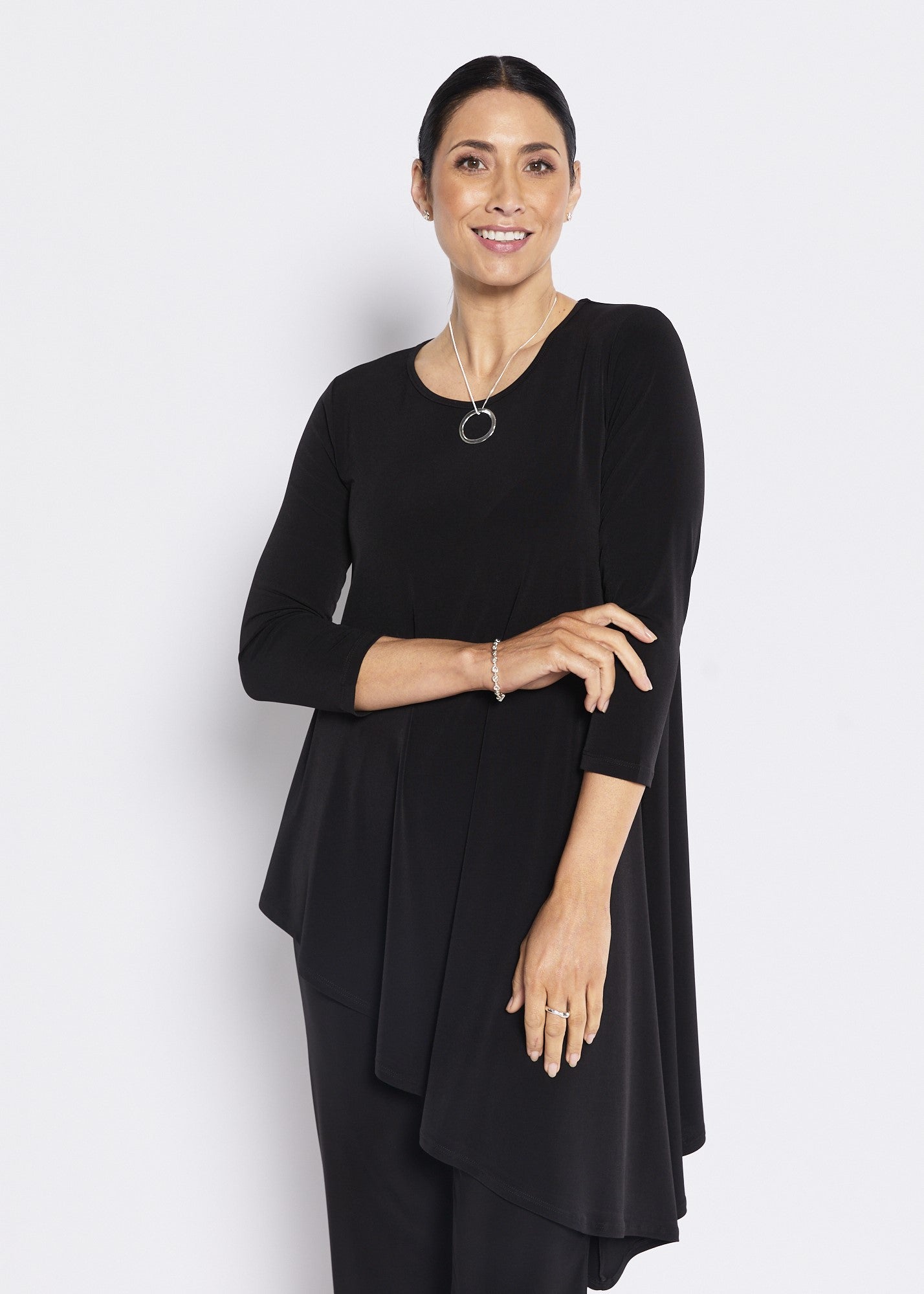 Pippet Foundation slinky jersey asymmetric tunic in black