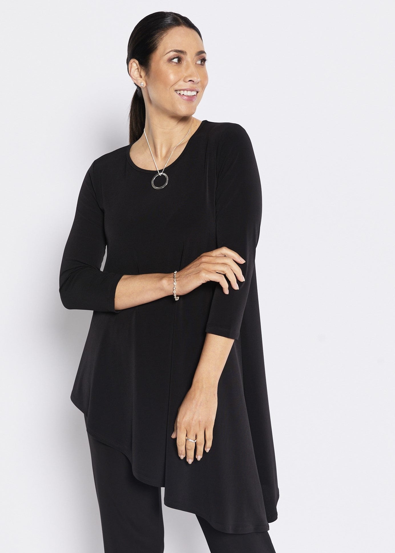 Pippet Foundation slinky jersey asymmetric tunic in black