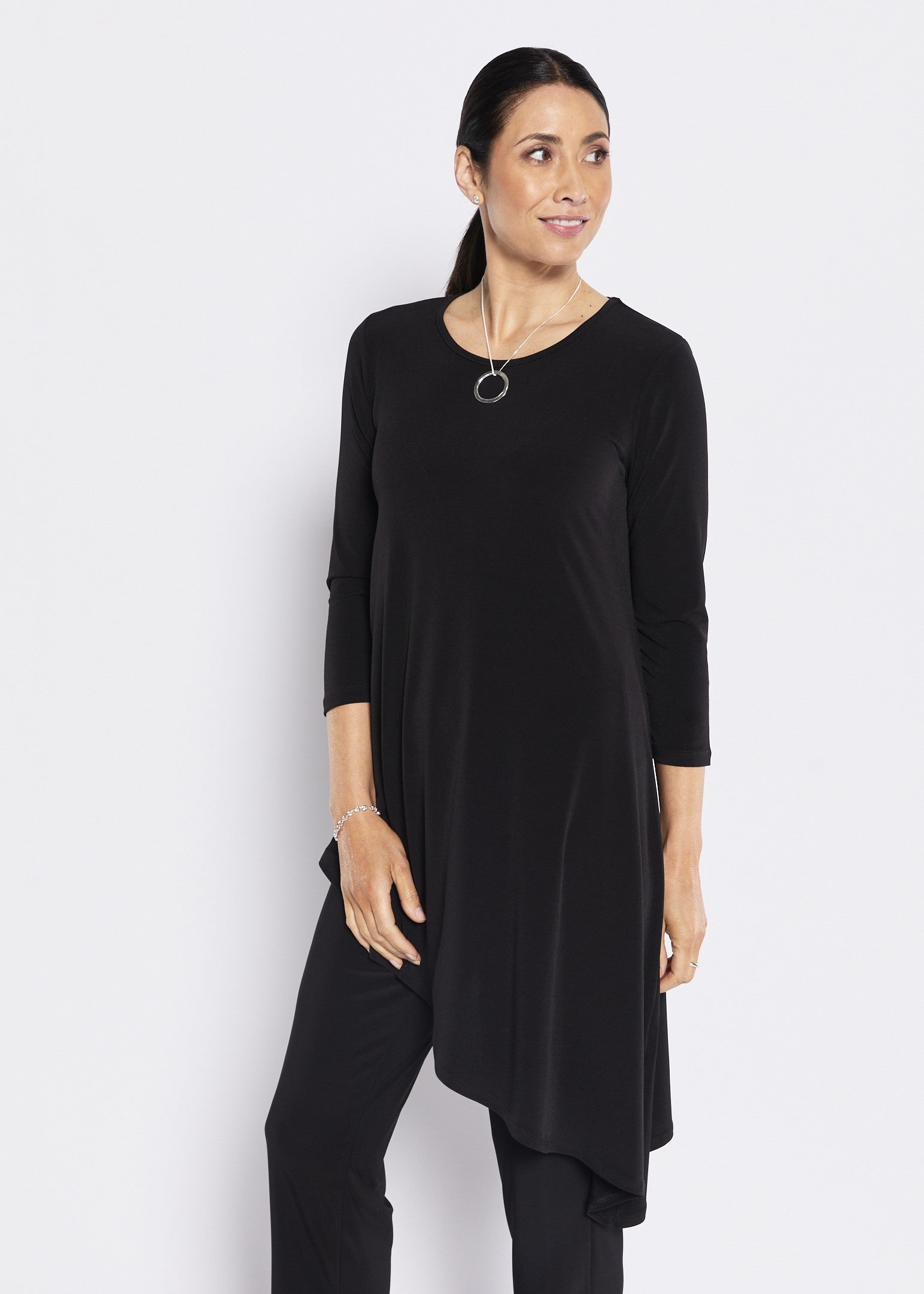 Pippet Foundation slinky jersey asymmetric tunic in black