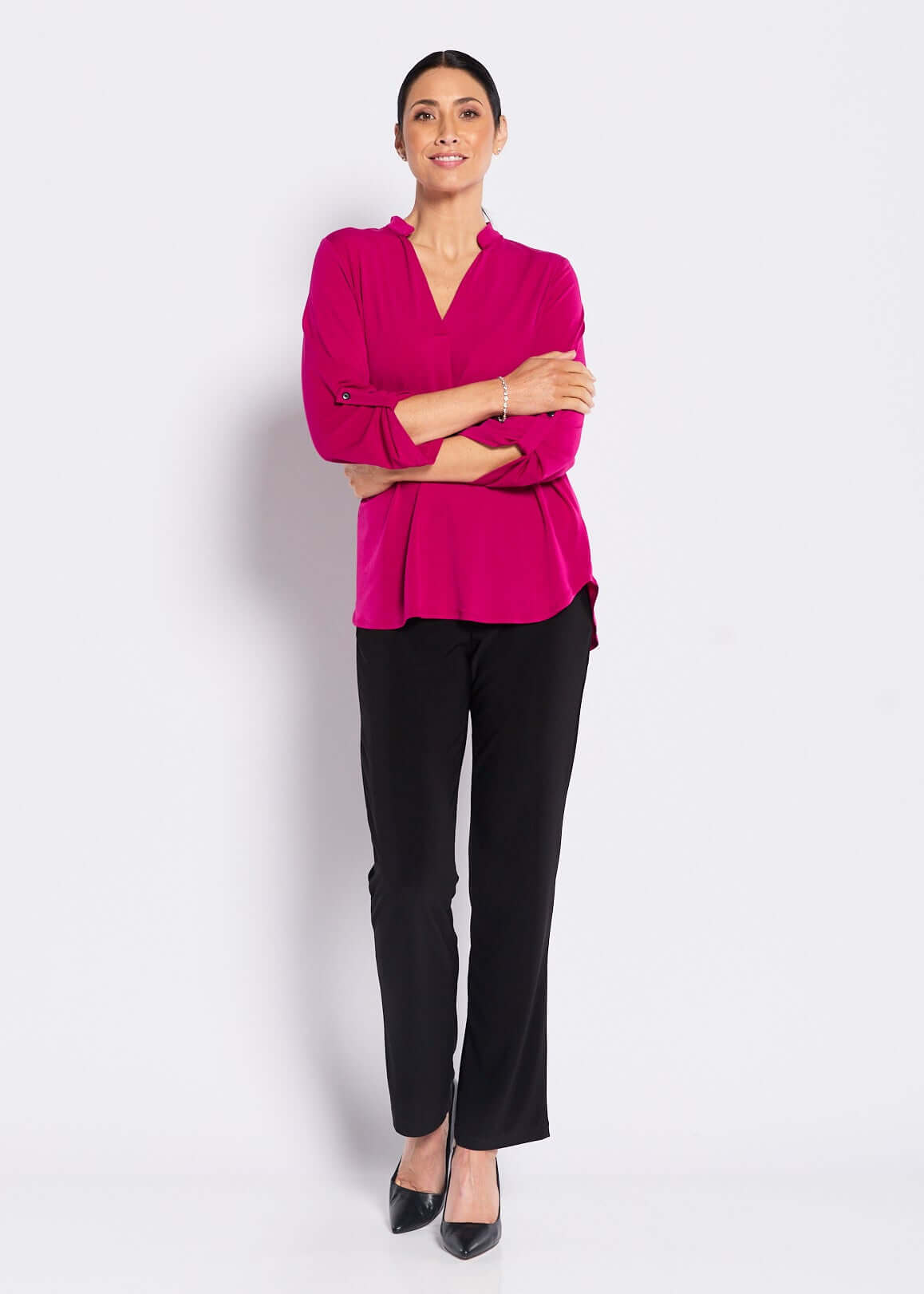 Kafton Foundation slinky jersey tunic in fuchsia, slow fashion made in Australia by Philosophy Australia