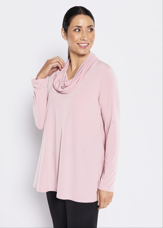 Carmen Foundation slinky jersey cowl tunic in blush pink