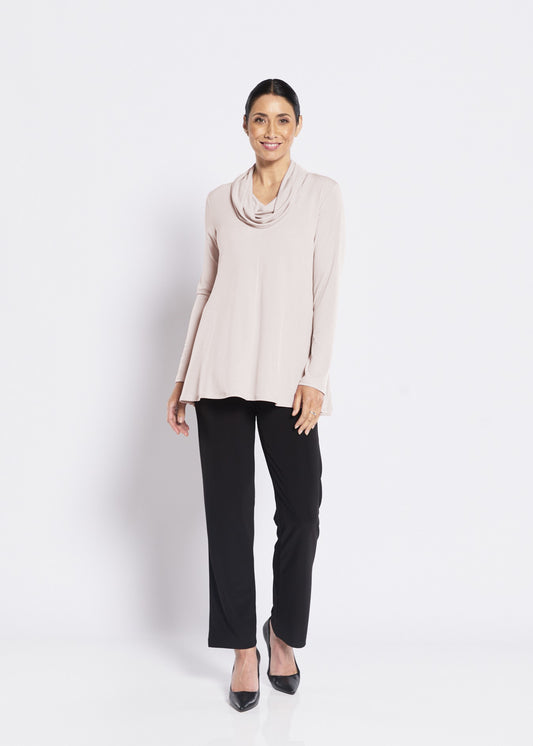 Carmen Foundation slinky jersey cowl swing tunic in champagne
